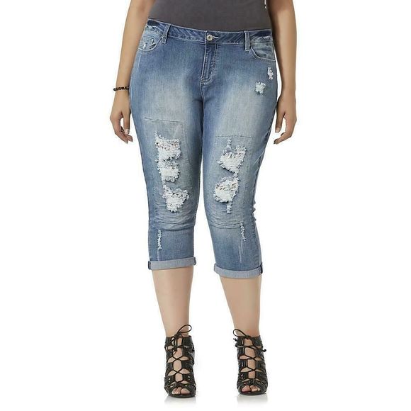 Simply Emma Denim - Simply Emma Women's Plus 24W Capri Boyfriend Jeans